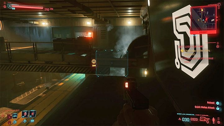 Turn 180 degrees and wait for a good moment to jump to the small top shelf - Cyberpunk 2077: Dont Lose Your Mind walkthrough - Cyberpunk 2077: Exploration Side missions - Cyberpunk 2077 Guide