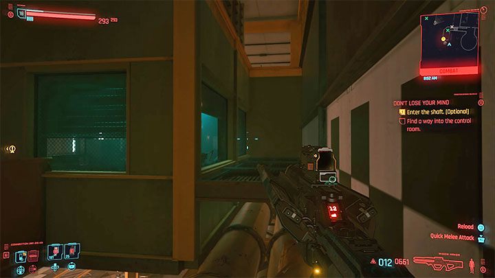 Start walking on large pipes running along the hangar walls - Cyberpunk 2077: Dont Lose Your Mind walkthrough - Cyberpunk 2077: Exploration Side missions - Cyberpunk 2077 Guide