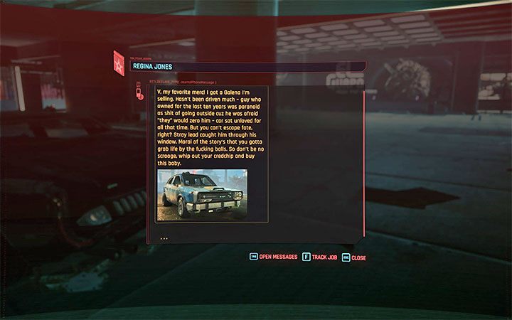 Starting from the second act of the campaign, you can receive messages with offers to purchase vehicles - Cyberpunk 2077: How to steal car? - Cyberpunk 2077: Exploration - Cyberpunk 2077 Guide