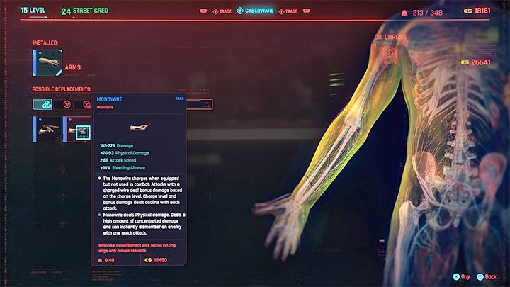 The Monowire is bought from ripperdoc, but the offer may not be available from the start - Cyberpunk 2077: How to unlock Monowire? - Cyberpunk 2077: Cyberware - Cyberpunk 2077 Guide