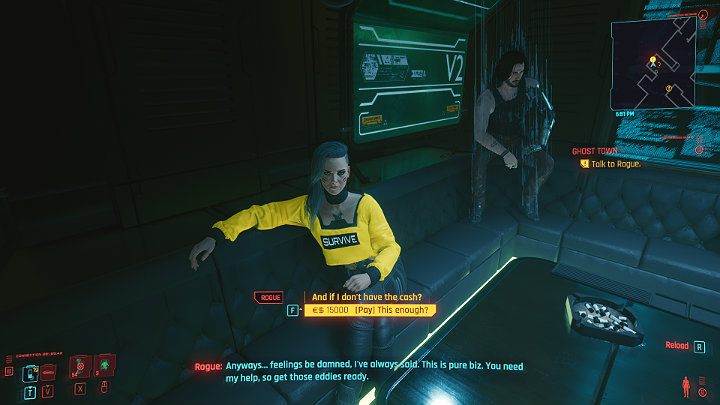 Rogue won't be sure if she wants to help you, because she knows how all those who previously worked with V ended up - Cyberpunk 2077: Ghost Town walkthrough - Cyberpunk 2077: Act 2 Main missions - Cyberpunk 2077 Guide