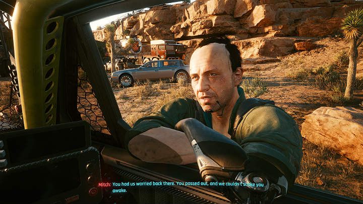 On the way to Aldecaldos camp, V loses consciousness - Cyberpunk 2077: We Gotta Live Together - walkthrough - Cyberpunk 2077: Act 3 - Cyberpunk 2077 Guide