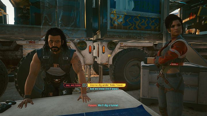 Saul and Panama came up with an idea to dig an underground passage and thus get to Arasaka Tower and Mikoshi - Cyberpunk 2077: We Gotta Live Together - walkthrough - Cyberpunk 2077: Act 3 - Cyberpunk 2077 Guide