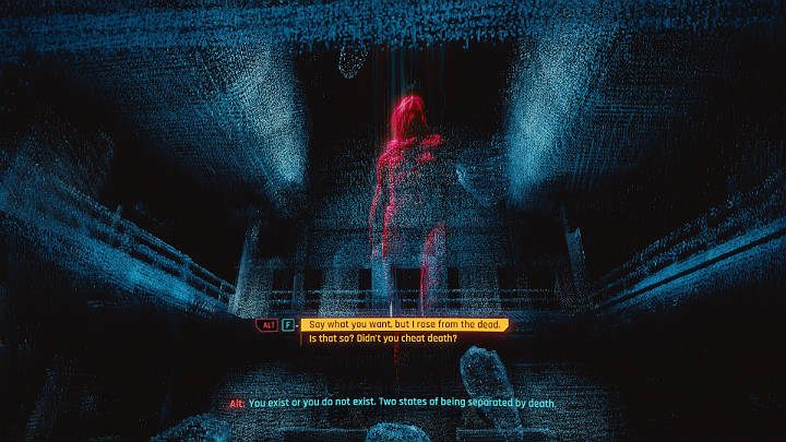 After a while you will move to Cyberspace to talk to Alt Cunningham - Cyberpunk 2077: We Gotta Live Together - walkthrough - Cyberpunk 2077: Act 3 - Cyberpunk 2077 Guide