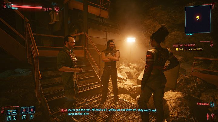 After entering the tunnel you will have some time to talk to Panam - Cyberpunk 2077: Belly of the Beast - walkthrough - Cyberpunk 2077: Act 3 - Cyberpunk 2077 Guide