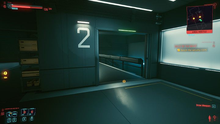 Go through the door leading to the staircase and then descend to the lower floor of the building - Cyberpunk 2077: Belly of the Beast - walkthrough - Cyberpunk 2077: Act 3 - Cyberpunk 2077 Guide