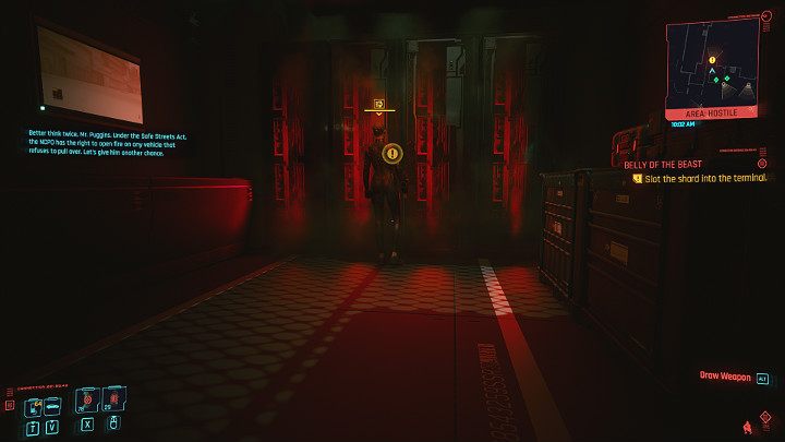 The Netrunner in the guard room is busy with his business so he will definitely not pay attention to you - Cyberpunk 2077: Belly of the Beast - walkthrough - Cyberpunk 2077: Act 3 - Cyberpunk 2077 Guide