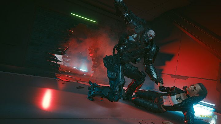 As soon as you open the last door leading to Mikoshi, Adam Smasher, one of the main bosses in Cyberpunk 2077, will stand in your way - Cyberpunk 2077: Knockin on Heavens Door - walkthrough - Cyberpunk 2077: Act 3 - Cyberpunk 2077 Guide