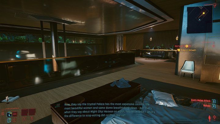 After a short while, V wakes up in one of the apartments in Night City - Cyberpunk 2077: Johnnys ending - collaboration with Rogue - Cyberpunk 2077: Endings - Cyberpunk 2077 Guide