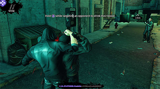Draining an opponent of his blood - Tutorial - alleys - Chapter 0 - DARK - Game Guide and Walkthrough