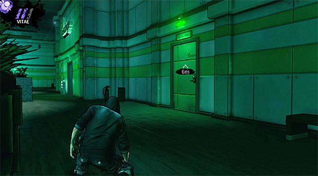 All of the actions described on this page have one common goal and that is to reach a door leading to the security office (screen above) - Geoforge - lobby - Chapter 2 - DARK - Game Guide and Walkthrough