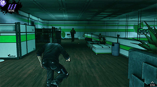 First guard on the upper level - Geoforge - accounting - Chapter 2 - DARK - Game Guide and Walkthrough