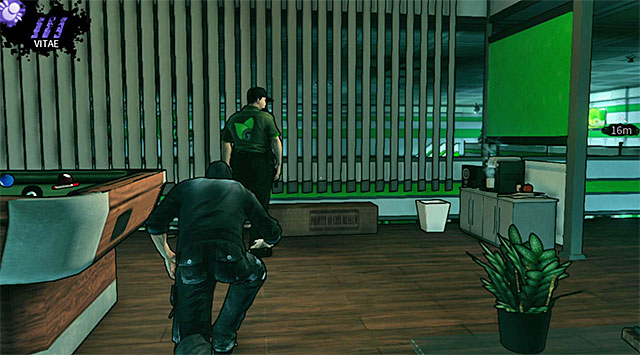 A guard inside a small room with a pool table - Geoforge - accounting - Chapter 2 - DARK - Game Guide and Walkthrough