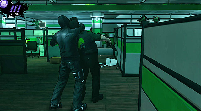 Second guard patrolling the cubicles - Geoforge - accounting - Chapter 2 - DARK - Game Guide and Walkthrough