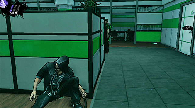 If youve been following my instructions thus far then there should be only one more guard here and its the person standing near the exit (screen) - Geoforge - accounting (return) - Chapter 2 - DARK - Game Guide and Walkthrough