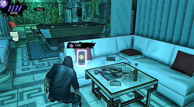 Stay in the area where youve eliminated the last guard and look around to find a PDA (200 experience points) on one of the sofas (screen) - Atlantis - main area (after releasing the gas) - Chapter 3 - DARK - Game Guide and Walkthrough