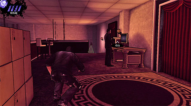 I recommend that you start by eliminating the guard whos moving between the central part of the balcony and the staircase without the camera - Atlantis - Titty Twister - Chapter 3 - DARK - Game Guide and Walkthrough