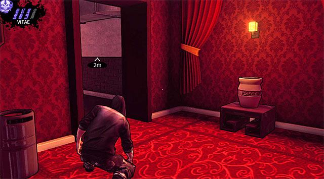 Make your way to the ground level, turn 180 degrees and quickly go past the two guards located to your right (I recommend using Shadow Leap or Obfuscation to make it harder for them to recognize Eric) - Atlantis - Titty Twister - Chapter 3 - DARK - Game Guide and Walkthrough