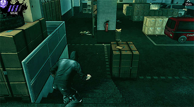 It doesnt matter if youve decided to ignore the first guard or to eliminate him, because in both cases you should proceed to the stairs seen on the screen above - Atlantis - warehouse - Chapter 3 - DARK - Game Guide and Walkthrough