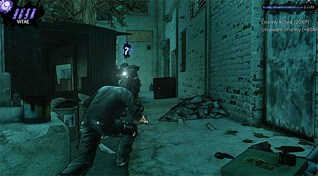 You must now repeat one of your previous actions by running close to the shack in order to distract the armored soldier - The Hole - first backyard - Chapter 4 - DARK - Game Guide and Walkthrough