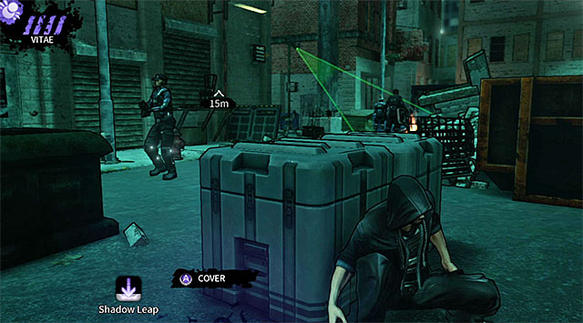 Suggested cover where you should wait for the second standard guard to show up - The Hole - second backyard - Chapter 4 - DARK - Game Guide and Walkthrough