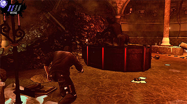 Return downstairs and start paying attention to an elite vampire hunter whos wearing a heavy armor and using a minigun - The Hole - ruined club - Chapter 4 - DARK - Game Guide and Walkthrough