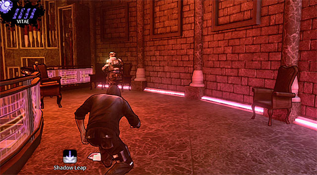 A guard patrolling the balcony close to the bar - The Hole - ruined club - Chapter 4 - DARK - Game Guide and Walkthrough