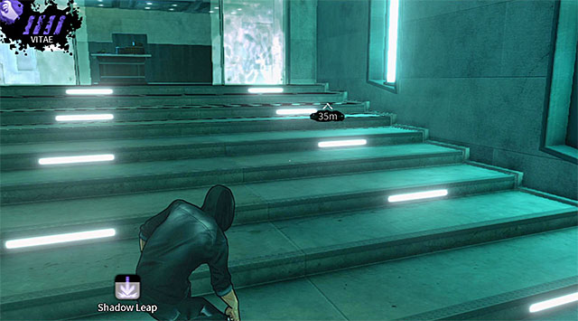 Face the northern building which as you already know is your current destination and use Shadow Leap to teleport Eric to an upper balcony seen on screen 1 - Cryogenic - plaza - Chapter 5 - DARK - Game Guide and Walkthrough