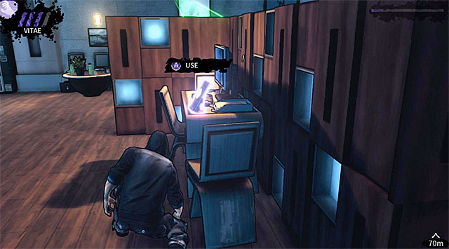 Dont leave the office area too soon, because theres a PDA (200 experience points) on one of the desks near the camera (screen) - Cryogenic - lobby (after hunters arrival) - Chapter 5 - DARK - Game Guide and Walkthrough