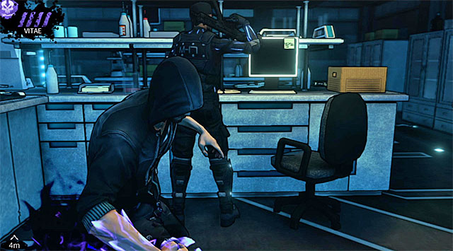 Eliminating a stationary guard - Cryogenic - laboratory - Chapter 5 - DARK - Game Guide and Walkthrough