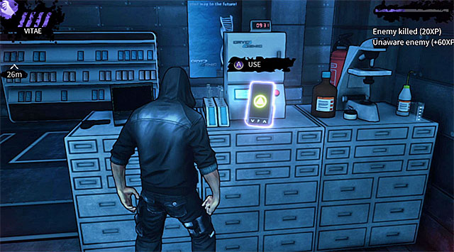 Dont leave this area just yet, because theres a PDA (200 experience points) here seen on the screen above - Cryogenic - laboratory - Chapter 5 - DARK - Game Guide and Walkthrough