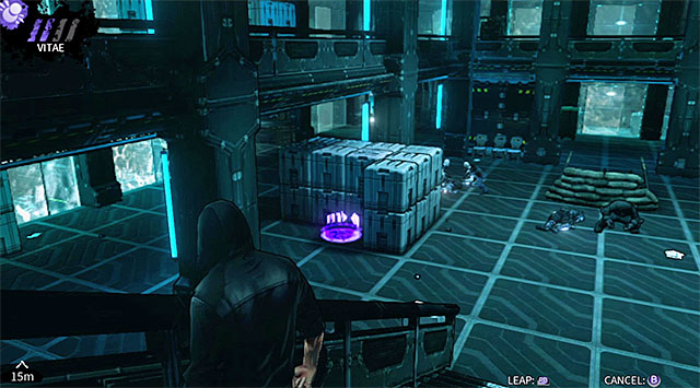 Make a stop close to the central staircase and use Shadow Leap to teleport yourself downstairs - M17 Base - rescuing Tom - Chapter 6 - DARK - Game Guide and Walkthrough