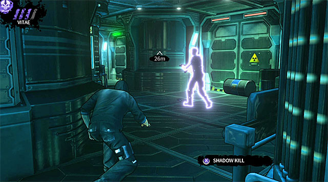 A single guard patrolling a long corridor - M17 Base - command center - Chapter 6 - DARK - Game Guide and Walkthrough