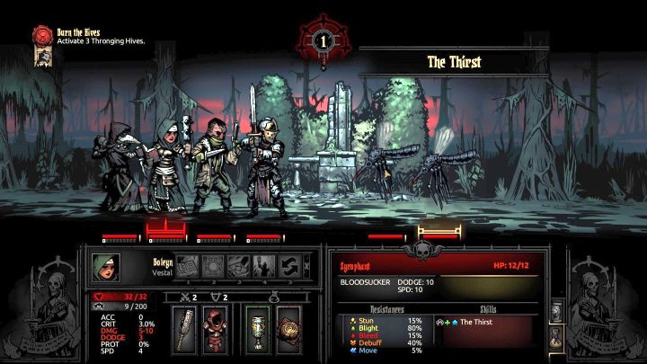 The attack that can inflict the curse. - Darkest Dungeon The Crimson Court: The Crimson Curse - Darkest Dungeon: Game mechanics - Darkest Dungeon Game Guide & Walkthrough