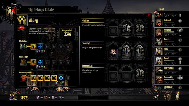 Abbeys upgrade tree - Darkest Dungeon: Abbey | Town - Darkest Dungeon: Town - Darkest Dungeon Game Guide & Walkthrough
