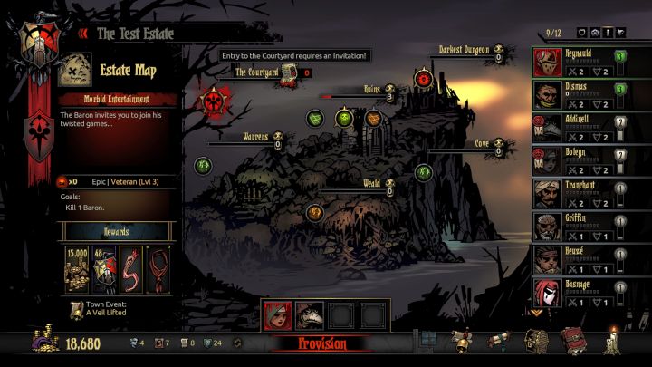 A new area, Courtyard, one of the features of the Crimson Court DLC. - Darkest Dungeon: What the Crimson Court brings to the Darkest Dungeon? - Darkest Dungeon: Tips - Darkest Dungeon Game Guide & Walkthrough