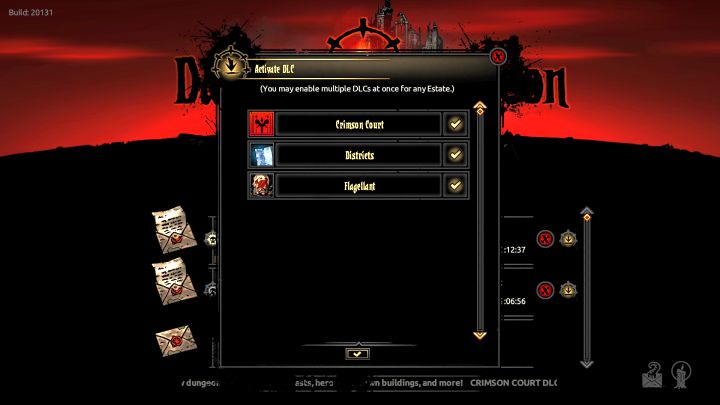 You can select which features of the DLC you want to turn on. - Darkest Dungeon: What the Crimson Court brings to the Darkest Dungeon? - Darkest Dungeon: Tips - Darkest Dungeon Game Guide & Walkthrough