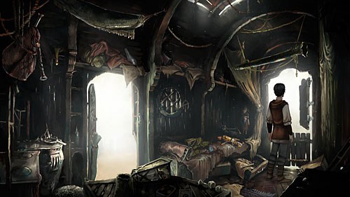 Get inside the wagon and take staff of bells, lid, tin bottle, drumstick and reins - Northward - The Dark Eye - Chains of Satinav - Game Guide and Walkthrough