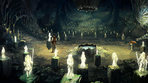 Talk to the eye-creature and take a closer look at remaining elements of this location, particularly a well, chute in the ceiling and one of the light figurines whispering her daughters name - Three Impossible Tasks - The Dark Eye - Chains of Satinav - Game Guide and Walkthrough