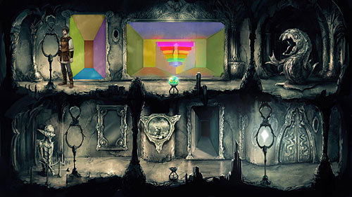 Take the colour-stone from the lower level and place it in the basin upstairs - Three Impossible Tasks - The Dark Eye - Chains of Satinav - Game Guide and Walkthrough
