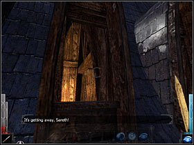 Run through the attic and jump onto the chain. - Dead Man's Trail #1 - Chapter 3: Dead Man's Trail - Dark Messiah of Might and Magic - Game Guide and Walkthrough