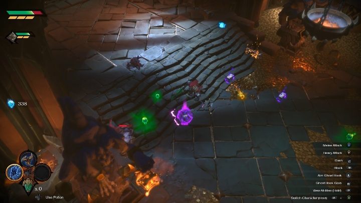 To use this skill, you have to pick up the yellow orbs that fall out of the killed creatures - Starting tips for Darksiders Genesis - Basics - Darksiders Genesis Guide