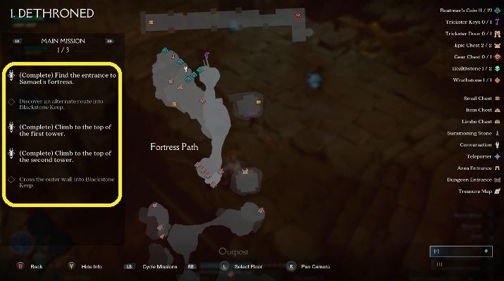 The main and side missions available in a given location are displayed on the left - What does the maps look like in Darksiders Genesis? - The map and the game world - Darksiders Genesis Guide