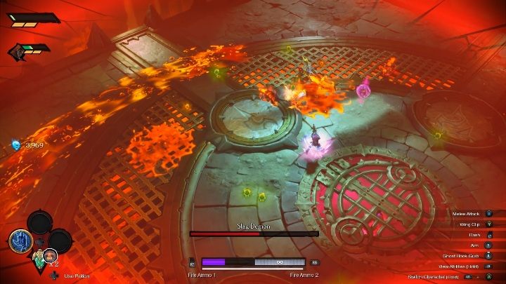 Another attack that is easy to avoid is the line of fire left by the boss - Slag Demon - Chapter 2 | Boss in Darksiders Genesis - Bosses and mini-bosses - Darksiders Genesis Guide