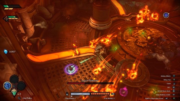 This bosss special attack are fire grenades - Legion Boltspitter - Chapter 3 | Boss in Darksiders Genesis - Bosses and mini-bosses - Darksiders Genesis Guide