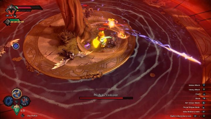 Nephilim Vindicator can create an energy beam that weakens your hero and exposes him to attacks - Nephilim Vindicator - chapter 11 | Boss in Darksiders Genesis - Bosses and mini-bosses - Darksiders Genesis Guide