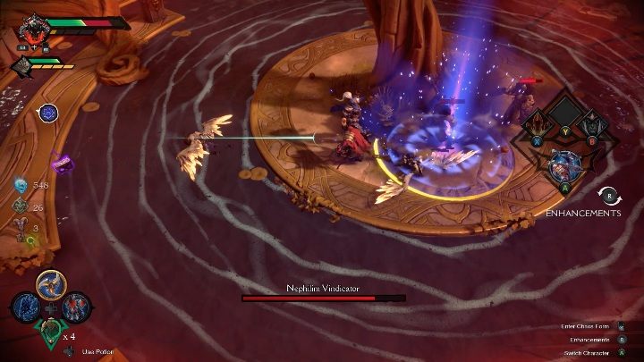 The boss can also throw bombs - Nephilim Vindicator - chapter 11 | Boss in Darksiders Genesis - Bosses and mini-bosses - Darksiders Genesis Guide