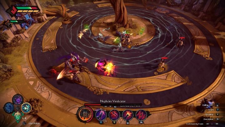 A great way to defeat the bosss allies is to use Chaos/Anarchy - Nephilim Vindicator - chapter 11 | Boss in Darksiders Genesis - Bosses and mini-bosses - Darksiders Genesis Guide