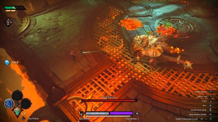 When you return to the arena, you will encounter Slug Demon - How to get to the boss Chapter 2 - Puzzles - Darksiders Genesis Guide