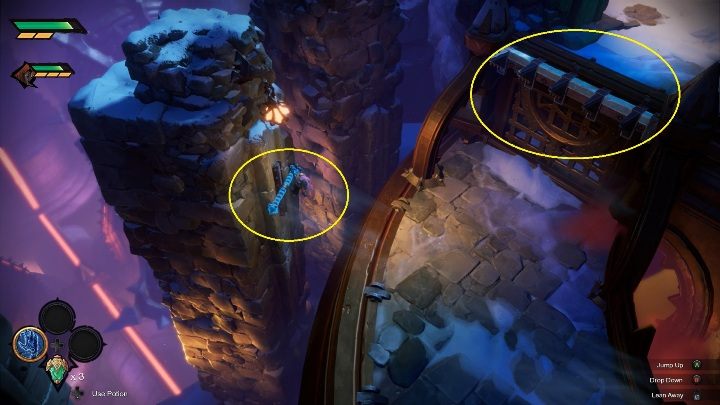 Your first task is to jump on the lever located on the left column - How to get into the dungeon Chapter 3 in Darksiders Genesis? - Puzzles - Darksiders Genesis Guide